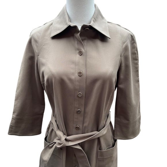 Bill Blass New York Dark Mink Stretch Cotton Shirt Dress NWT Size 6 - Picture 2 of 16